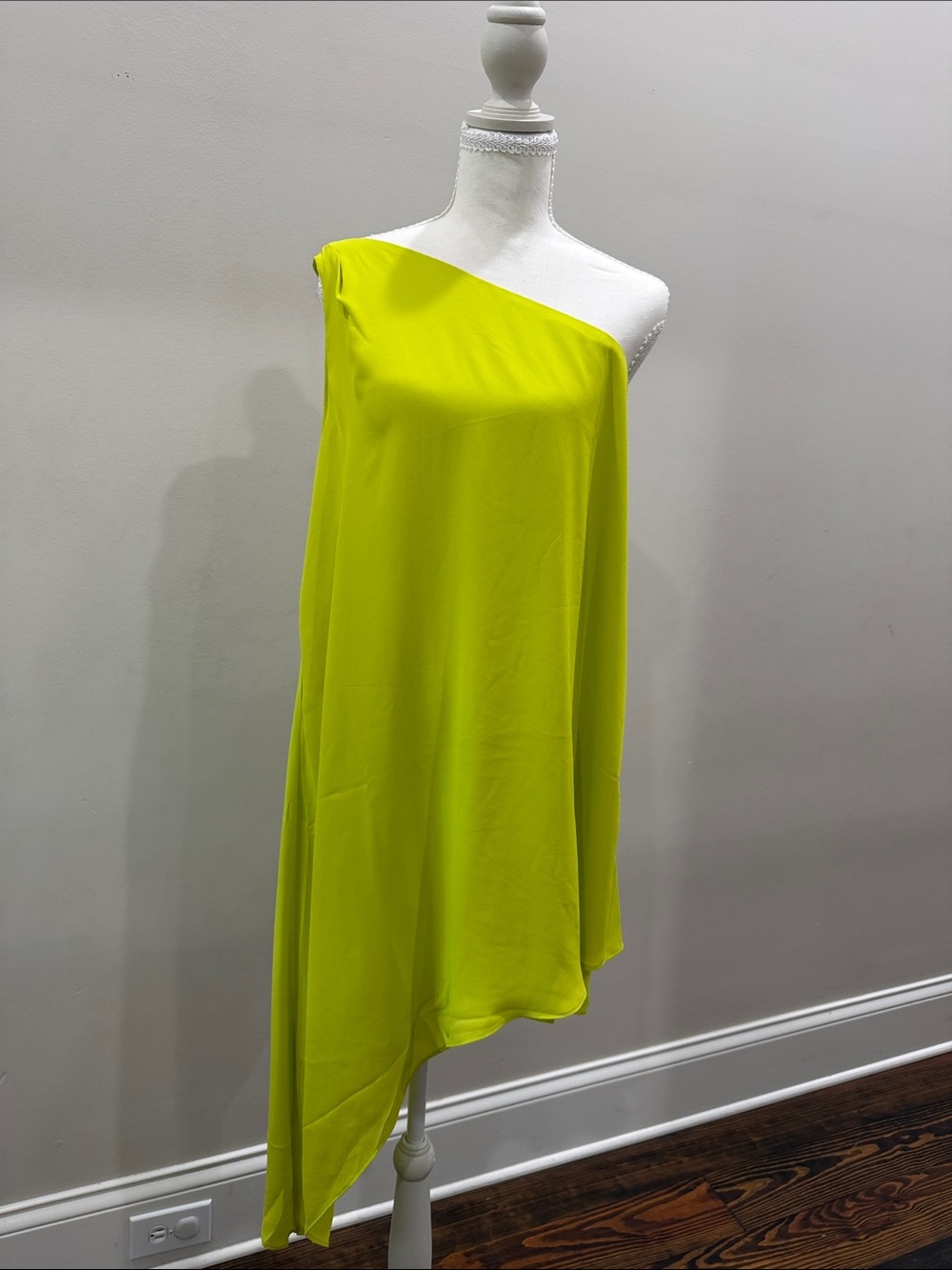 Neon Yellow One-Shoulder Asymmetric Dress
